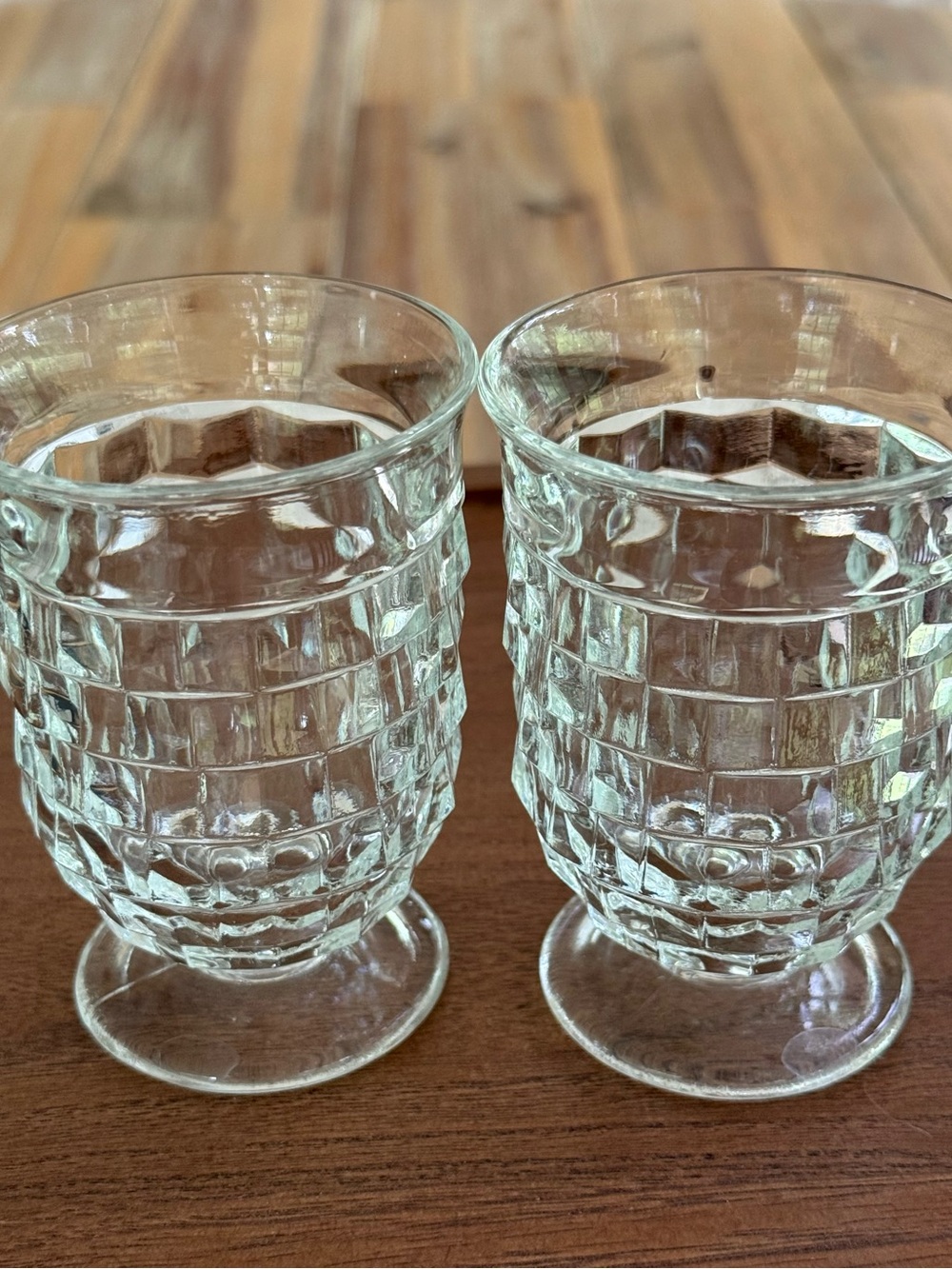 Vintage Indiana Whitehall Glass Pedestal Juice Glasses- Set of 2